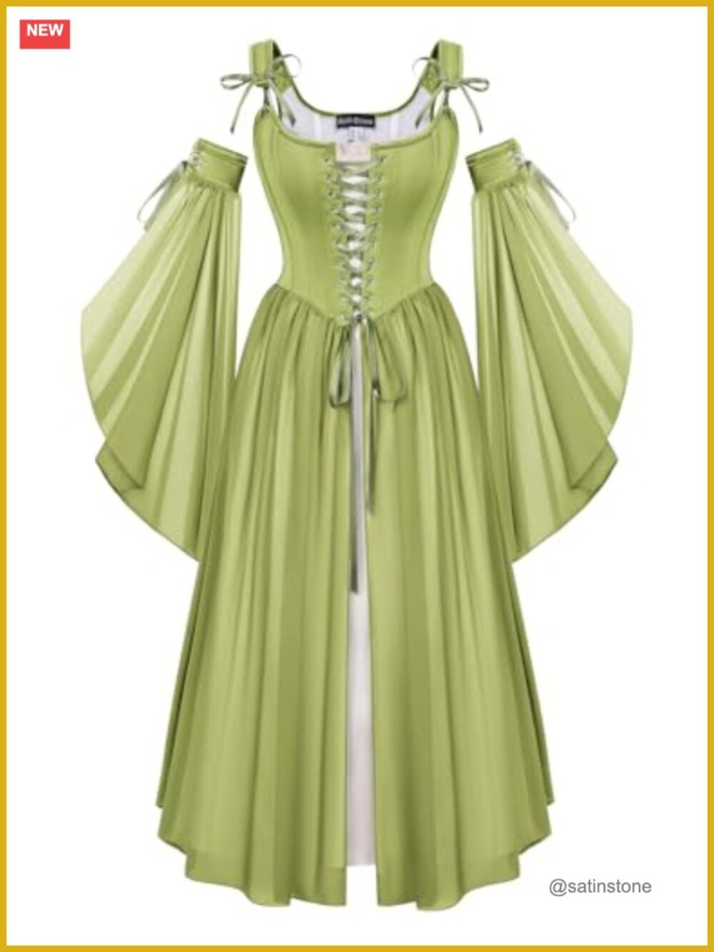 Renaissance Corset Dress 2 Piece Set Bell Sleeve Medieval Cosplay Costume